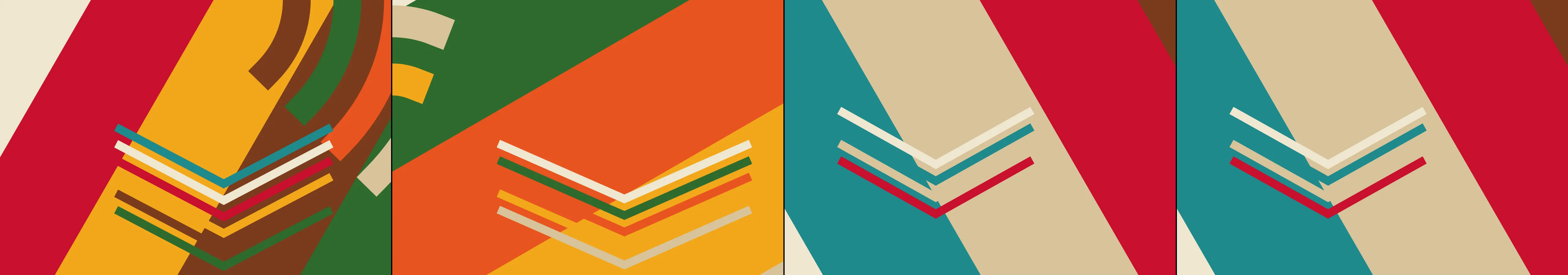 four frames from supergraphics from 1975 under a synthetic pointer