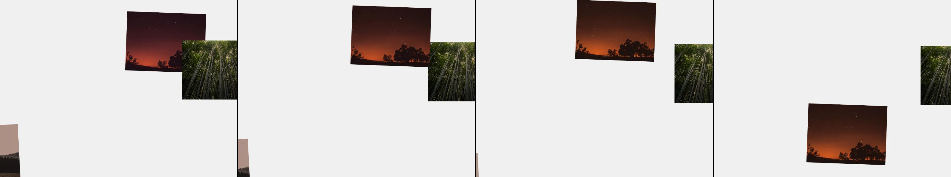 four frames from nostalgic photo collage under a synthetic pointer