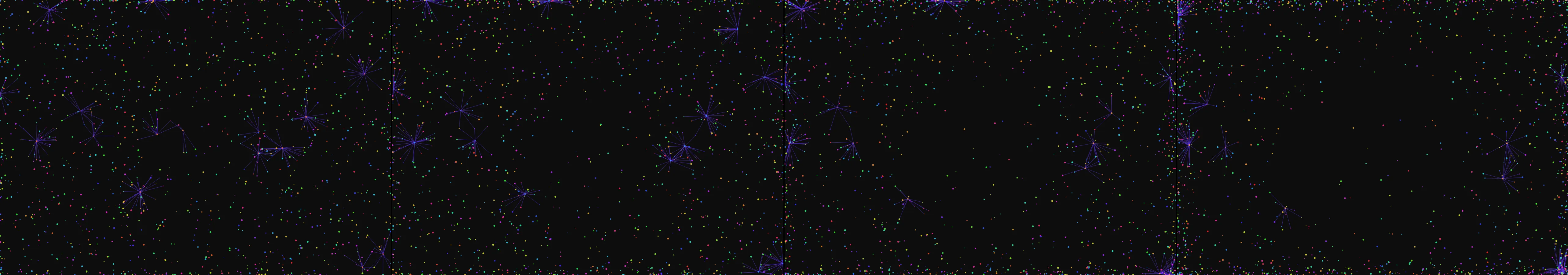 four frames from supergraphics from 1975 under a synthetic pointer