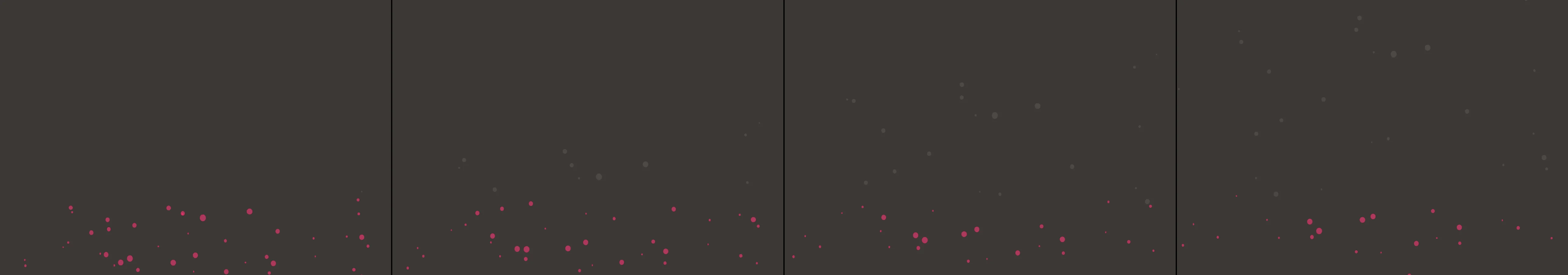 four frames from water coming to a boil under a synthetic pointer