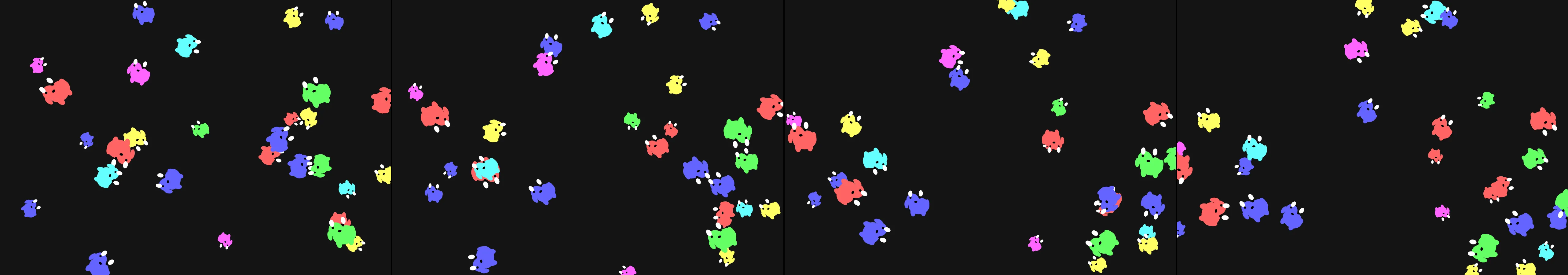 four frames from dancing bears under a synthetic pointer