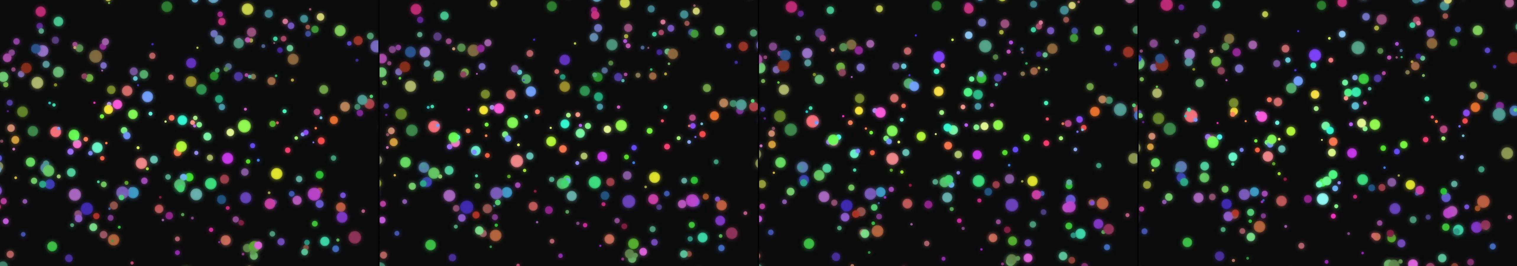 four frames from glowing orbs under a synthetic pointer