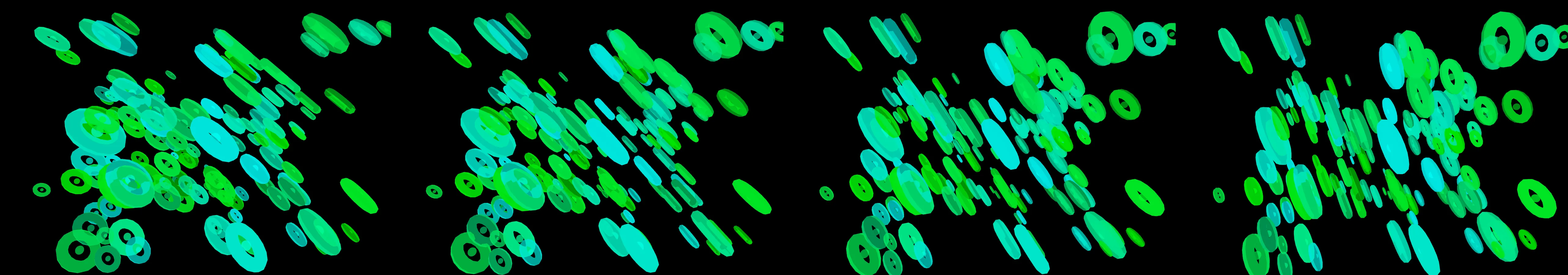 four frames from androids dreaming of electric sheep under a synthetic pointer