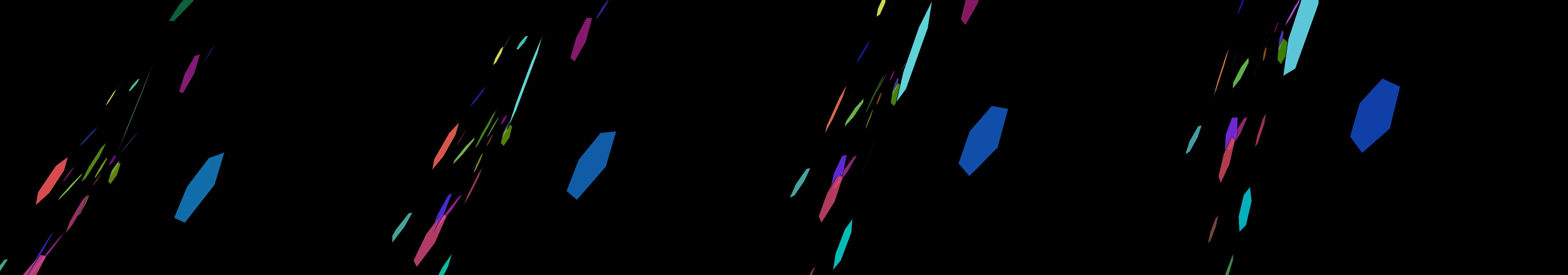 four frames from a grid of hexagons that rotate and interconnect in mesmerizing patterns with softening visual effects, 1980s color palette, and a subtle soundtrack under a synthetic pointer