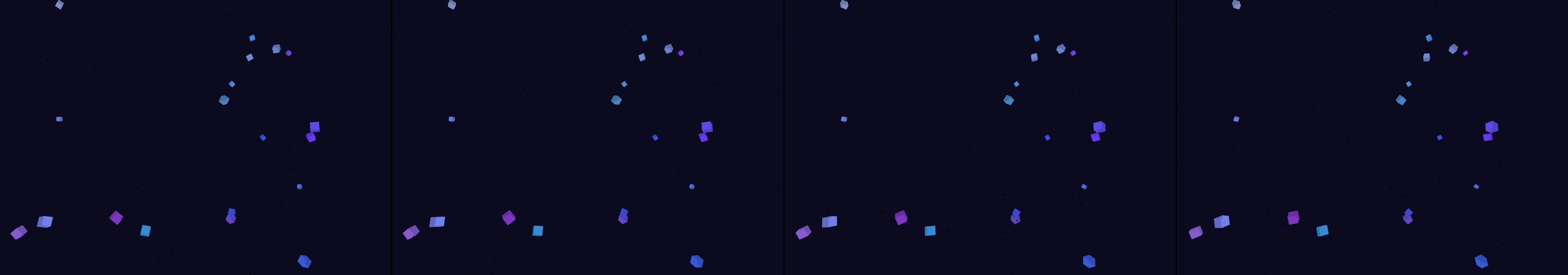 four frames from textile textures interweaving with color saturation under a synthetic pointer