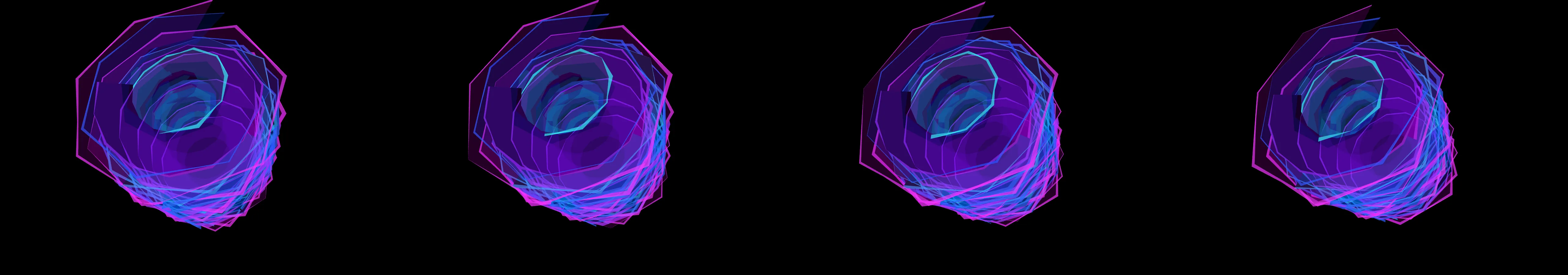four frames from lakes of data slowly draining out down river valleys into darkness under a synthetic pointer