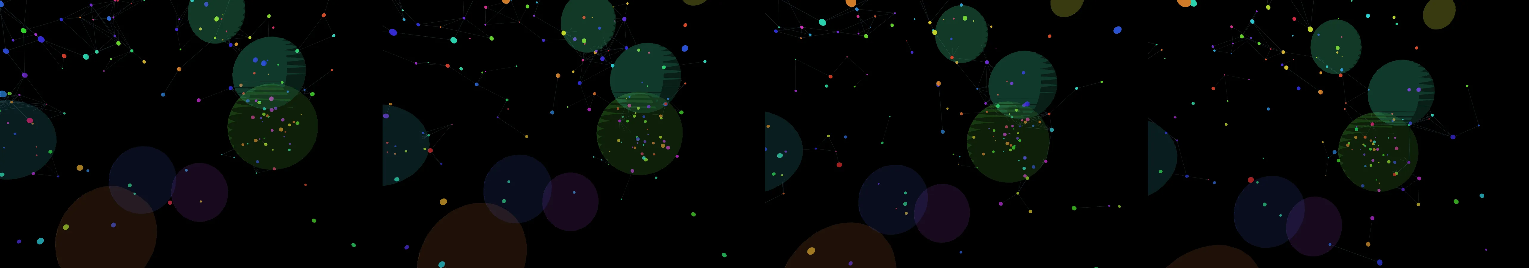 four frames from chaos spirals toward balance and then entropy restores chaos and the cycle repeats under a synthetic pointer