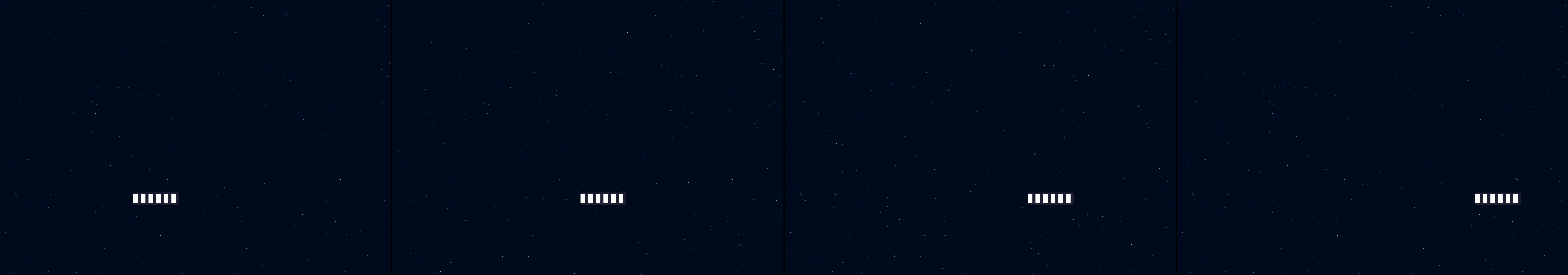 four frames from a night train crossing the desert, seen only by its lit windows under a synthetic pointer