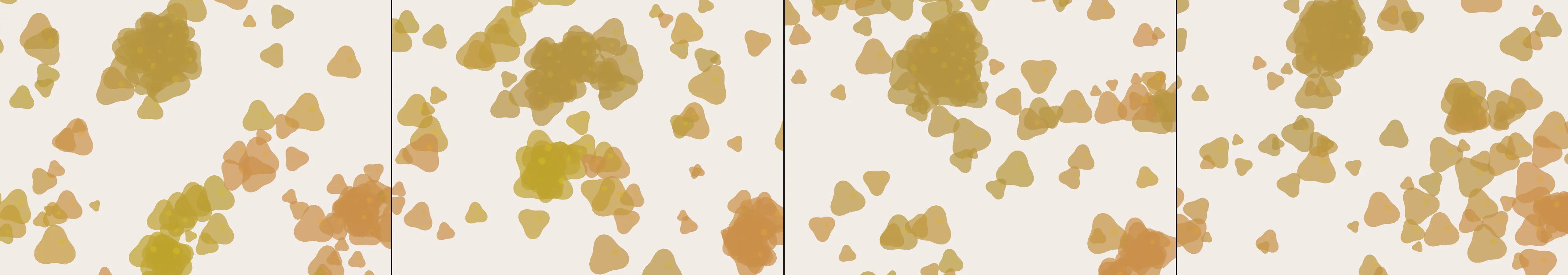 four frames from macaroni and cheese under a synthetic pointer