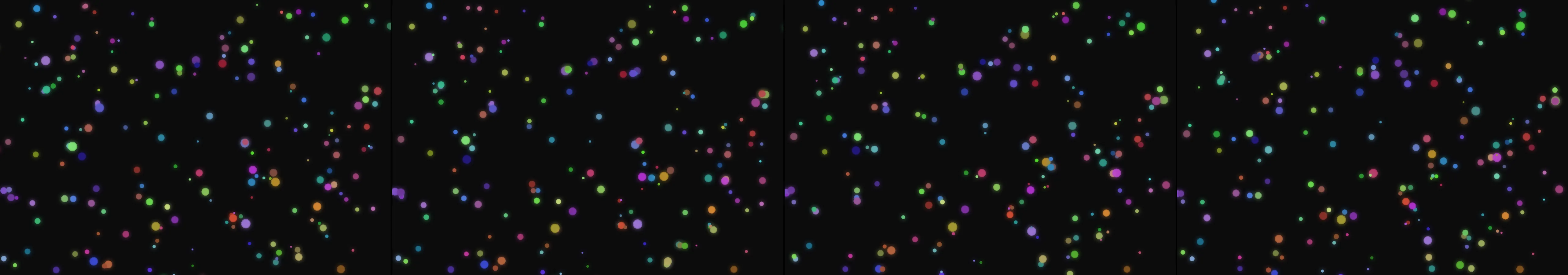 four frames from glowing orbs under a synthetic pointer