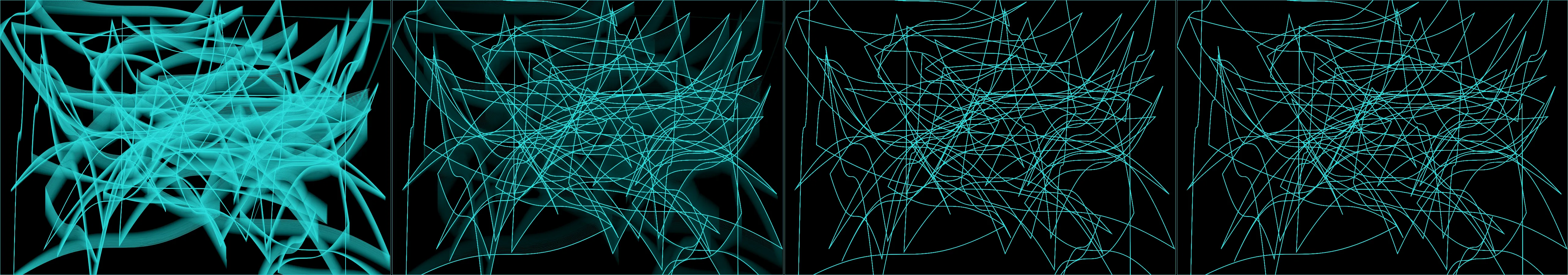 four frames from EKG patterns under a synthetic pointer