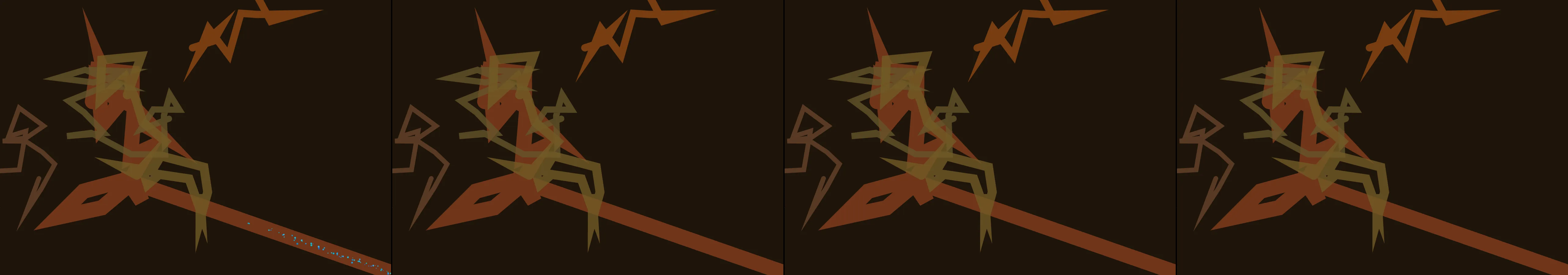 four frames from an ant colony digging tunnels toward wherever you last clicked under a synthetic pointer