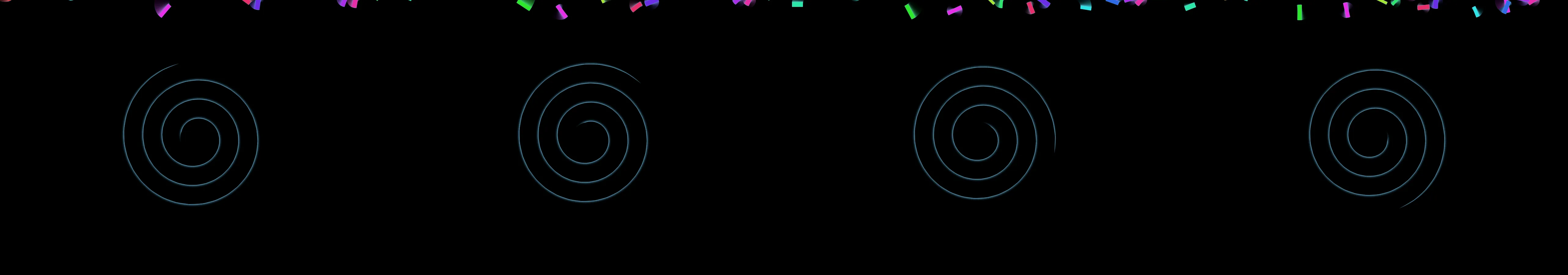 four frames from dominoes falling in a spiral that never reaches the center under a synthetic pointer