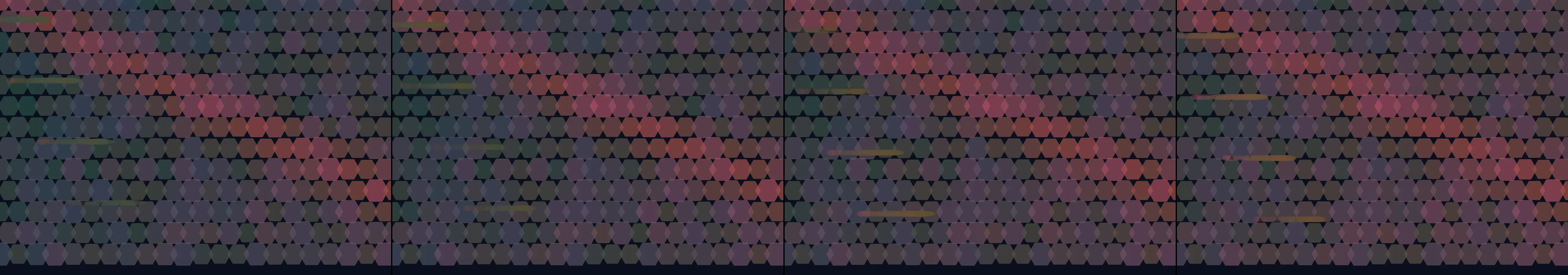 four frames from a beehive seen through a thermal camera under a synthetic pointer
