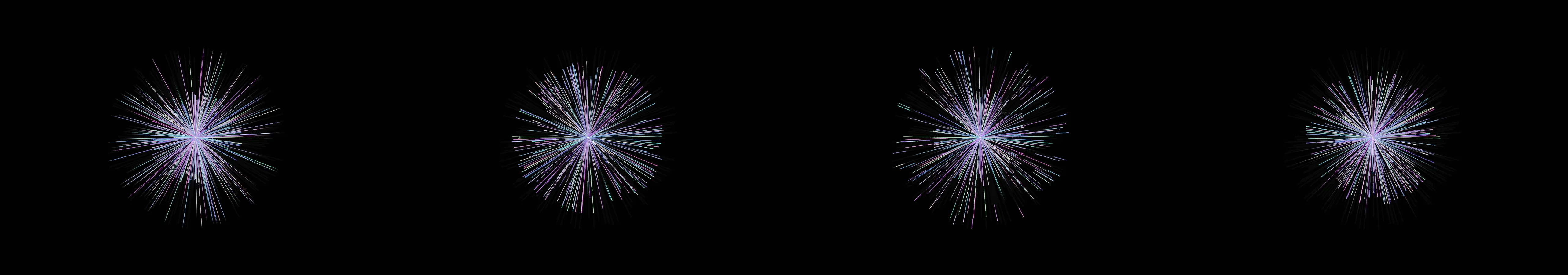 four frames from a demonstration of centripetal force under a synthetic pointer