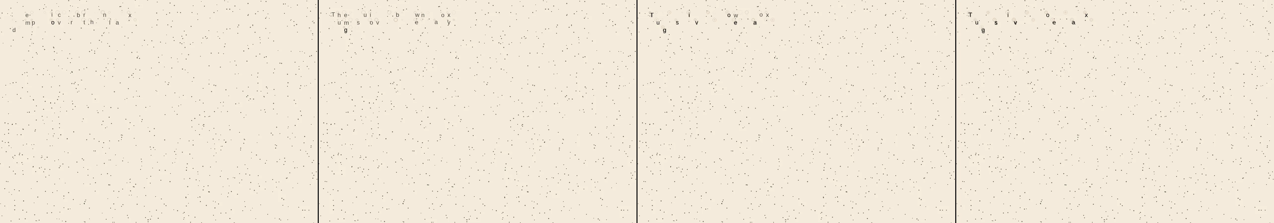 four frames from a typewriter that types by itself and slowly gains confidence under a synthetic pointer