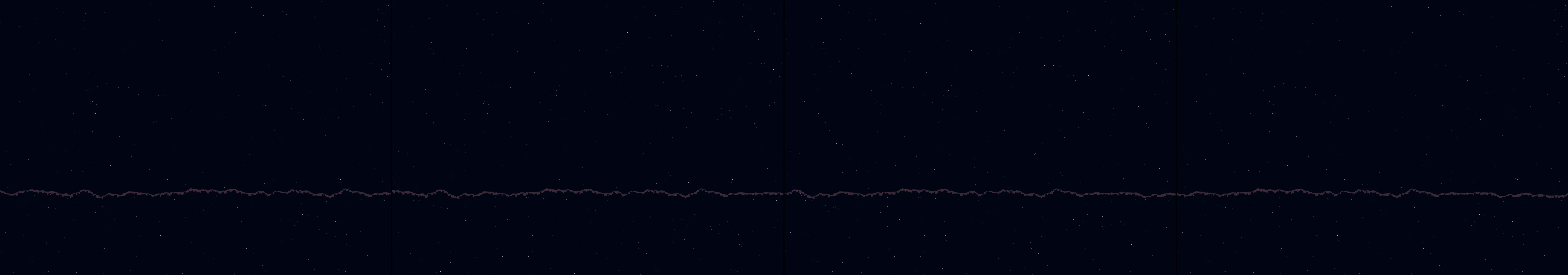 four frames from a night train crossing the desert, seen only by its lit windows under a synthetic pointer