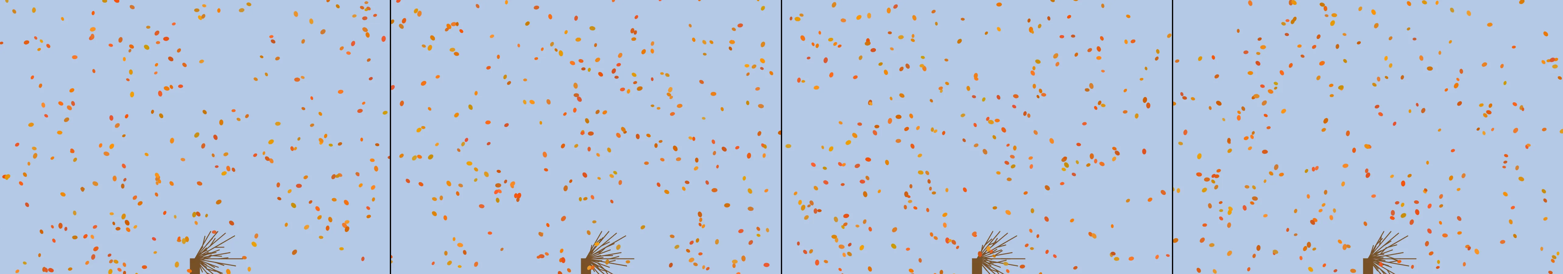 four frames from the last leaf on a tree refusing to fall in the wind under a synthetic pointer