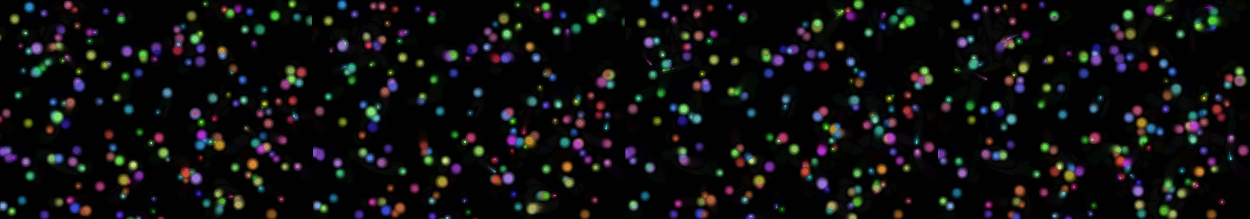 four frames from glowing orbs under a synthetic pointer