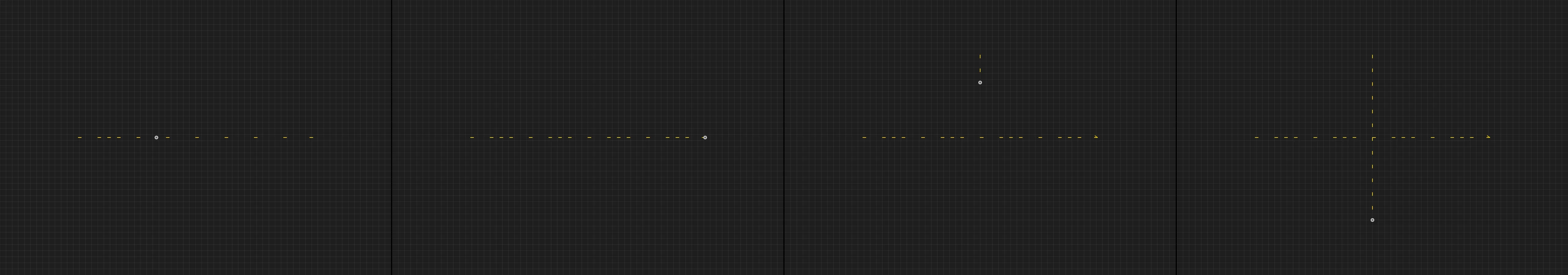 four frames from a sewing machine stitching a seam that follows your cursor under a synthetic pointer