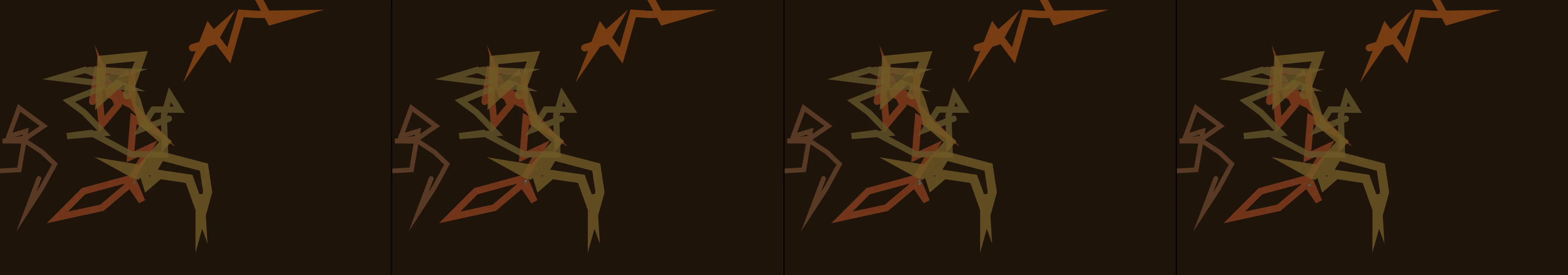 four frames from an ant colony digging tunnels toward wherever you last clicked under a synthetic pointer