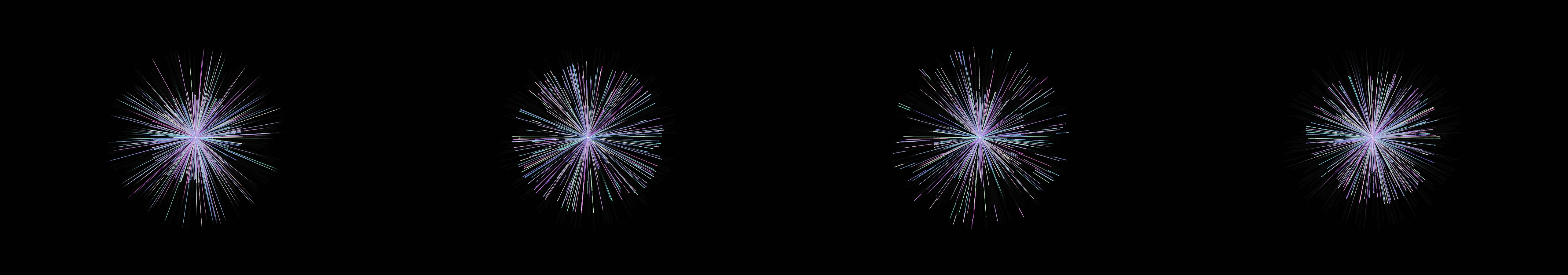 four frames from a demonstration of centripetal force under a synthetic pointer