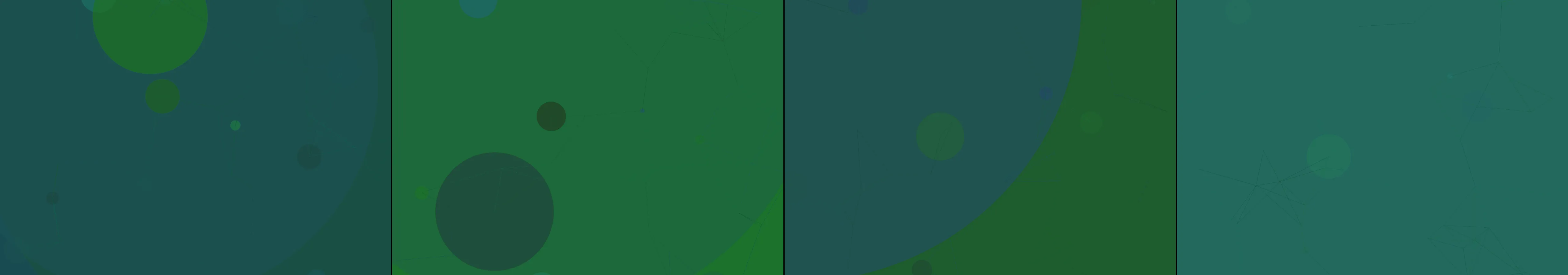 four frames from alternating patterns of oscillation and homeostasis evoked with color and form, continuously morphing under a synthetic pointer