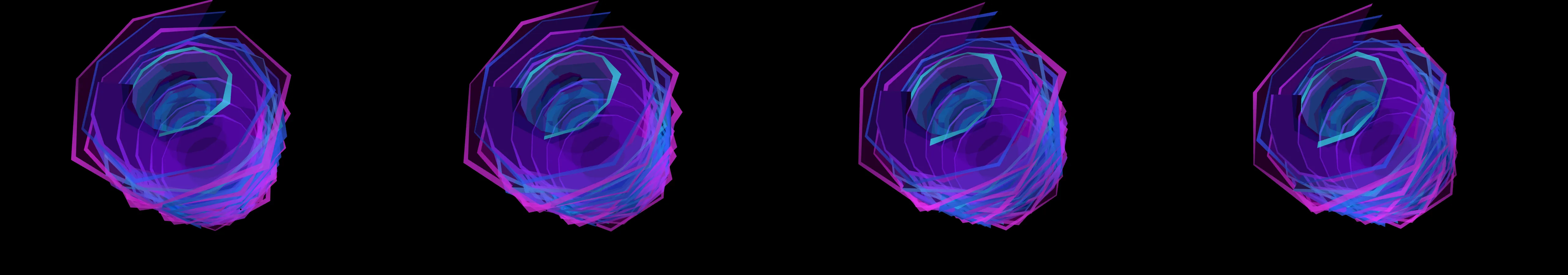 four frames from lakes of data slowly draining out down river valleys into darkness under a synthetic pointer