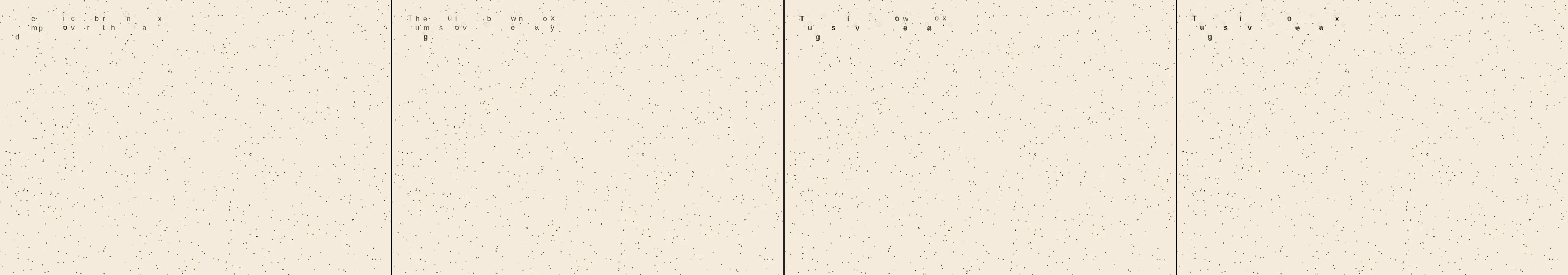 four frames from a typewriter that types by itself and slowly gains confidence under a synthetic pointer