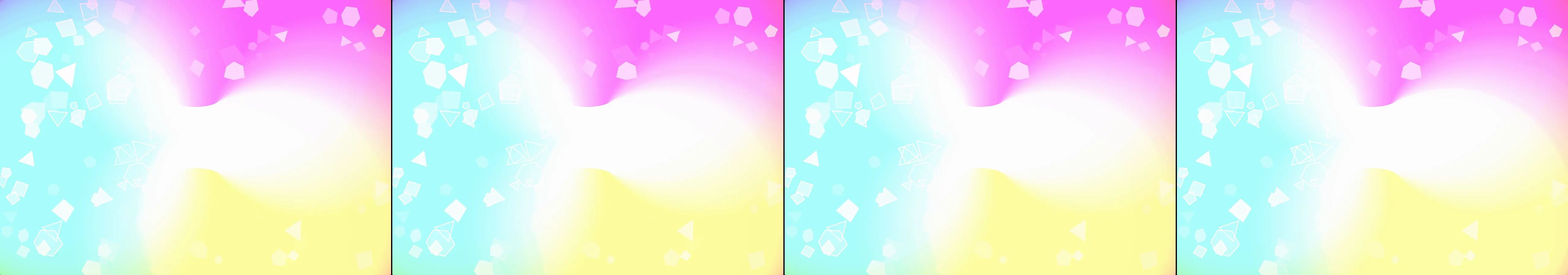 four frames from a stained-glass window as the light moves through a whole day under a synthetic pointer
