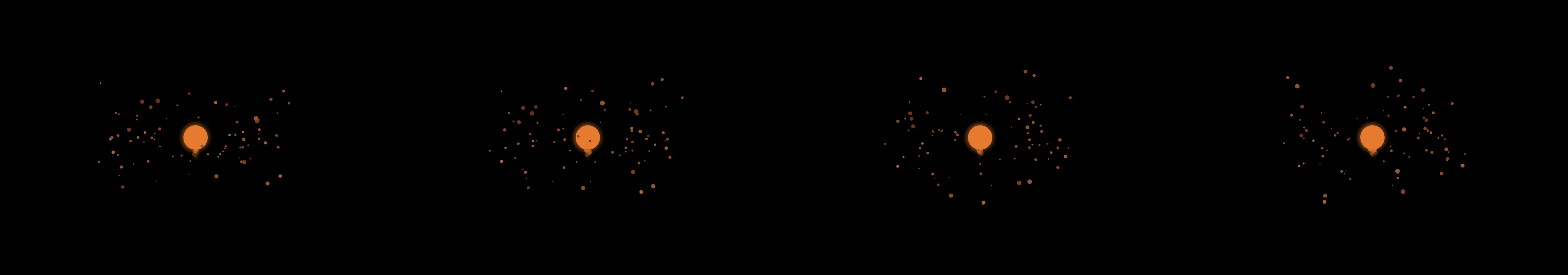 four frames from steampunk globe splines orbiting around a fire burning in a rotating cube under a synthetic pointer