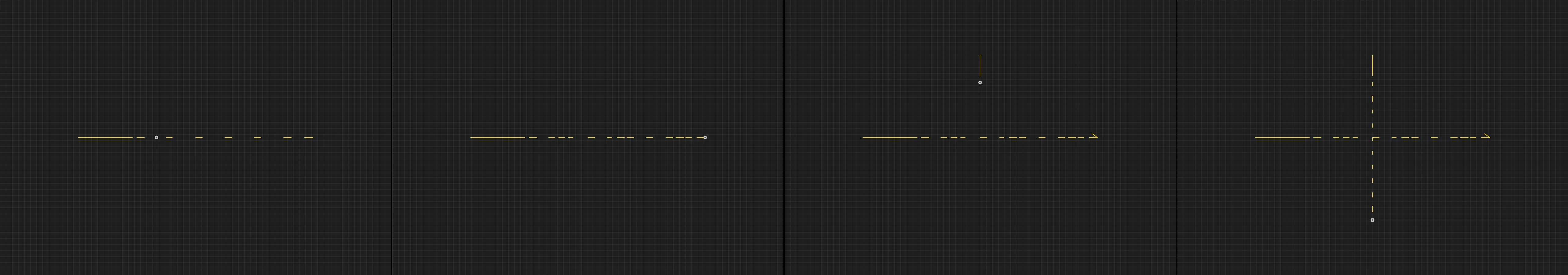 four frames from a sewing machine stitching a seam that follows your cursor under a synthetic pointer