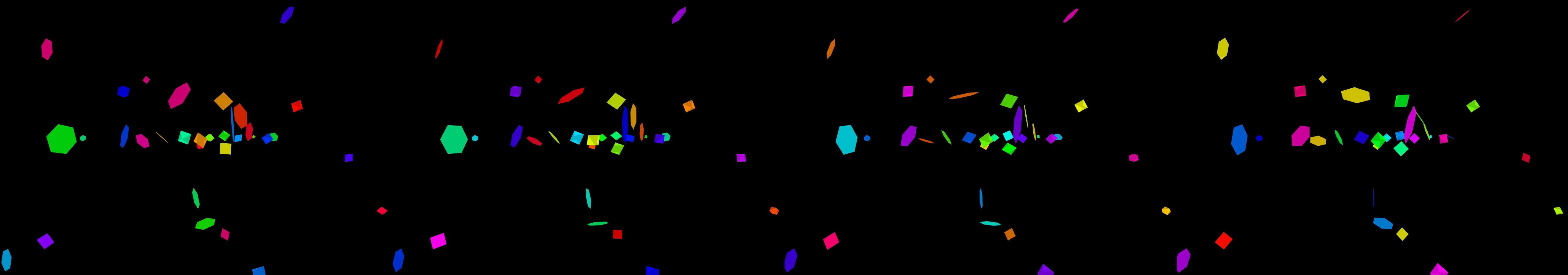 four frames from skatepark music video under a synthetic pointer