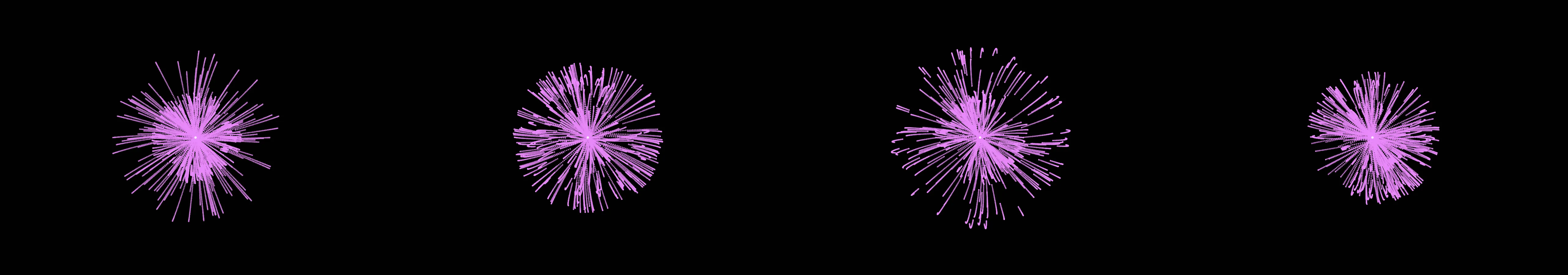 four frames from a demonstration of centripetal force under a synthetic pointer