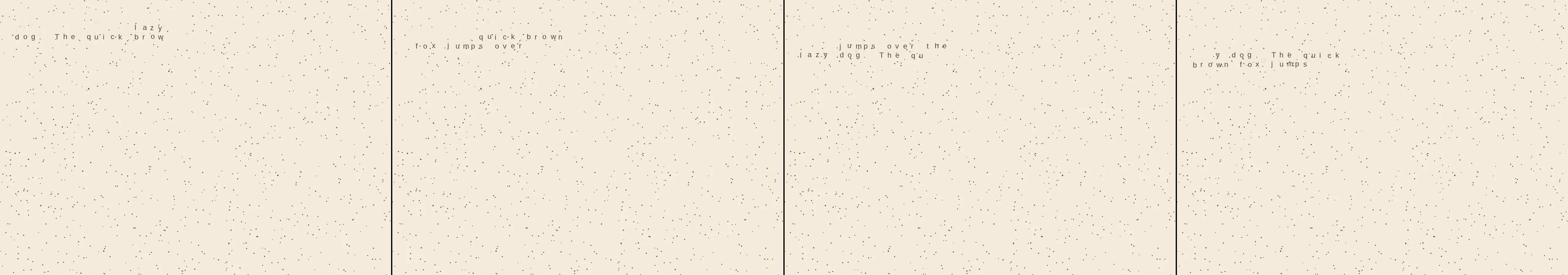 four frames from a typewriter that types by itself and slowly gains confidence under a synthetic pointer