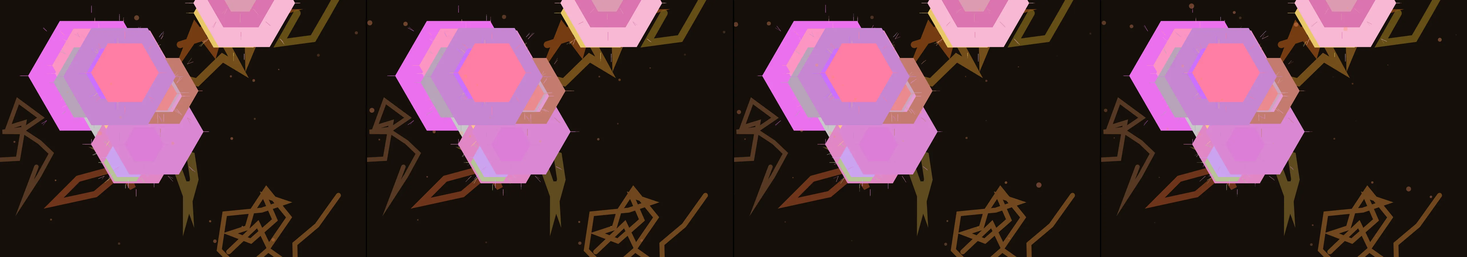 four frames from an ant colony digging tunnels toward wherever you last clicked under a synthetic pointer