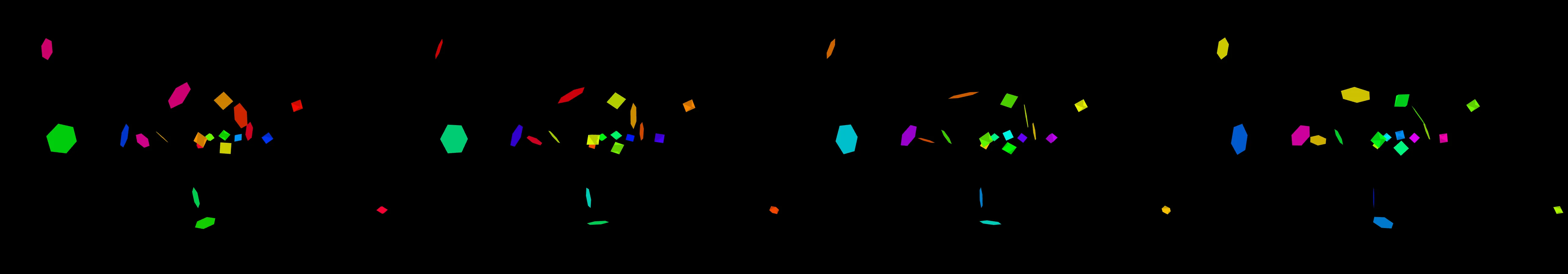 four frames from skatepark music video under a synthetic pointer