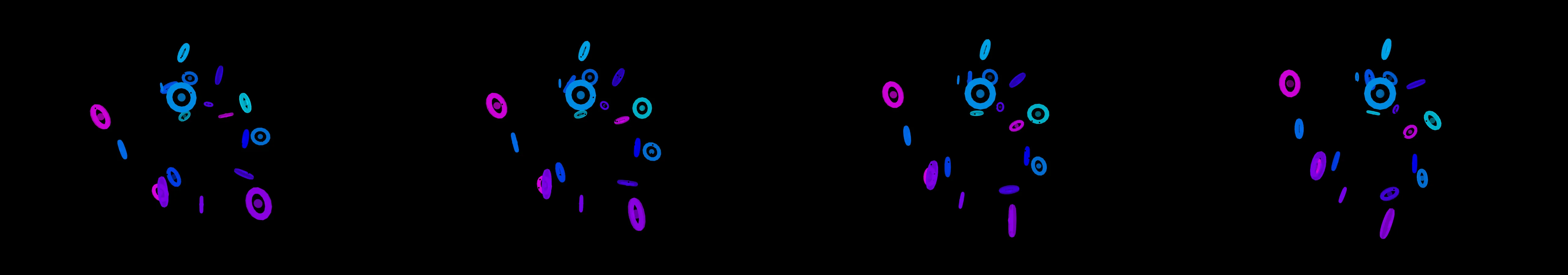 four frames from androids dreaming of electric sheep under a synthetic pointer