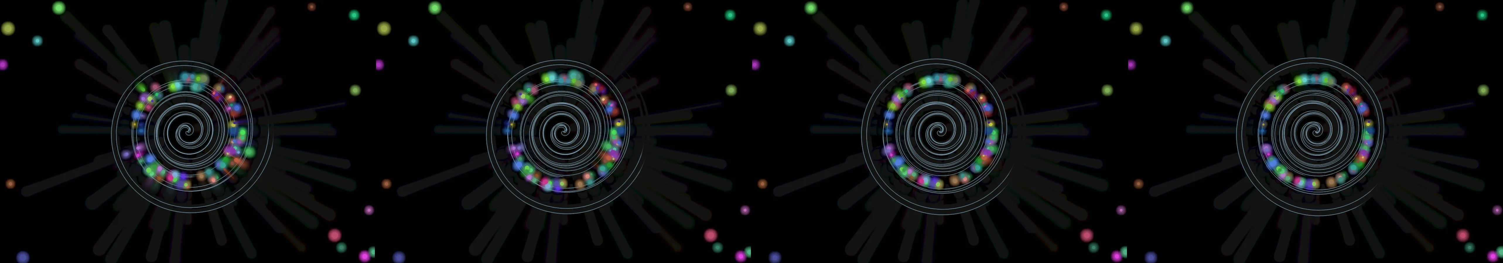 four frames from glowing orbs under a synthetic pointer