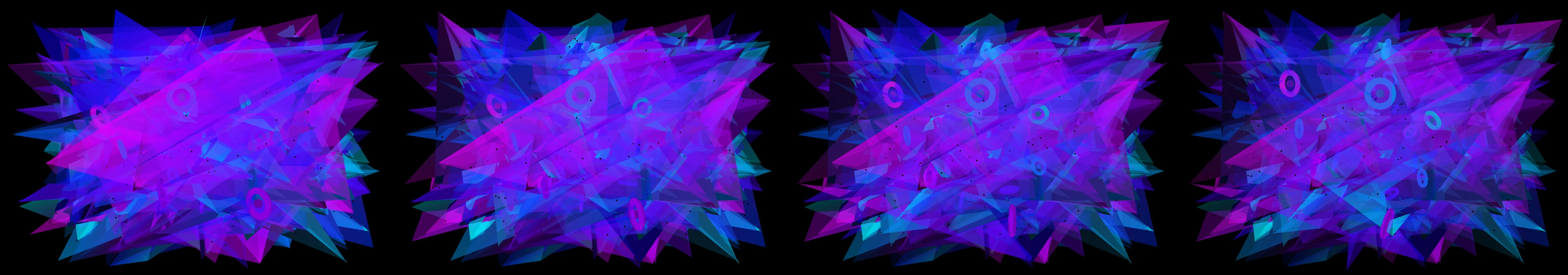 four frames from androids dreaming of electric sheep under a synthetic pointer