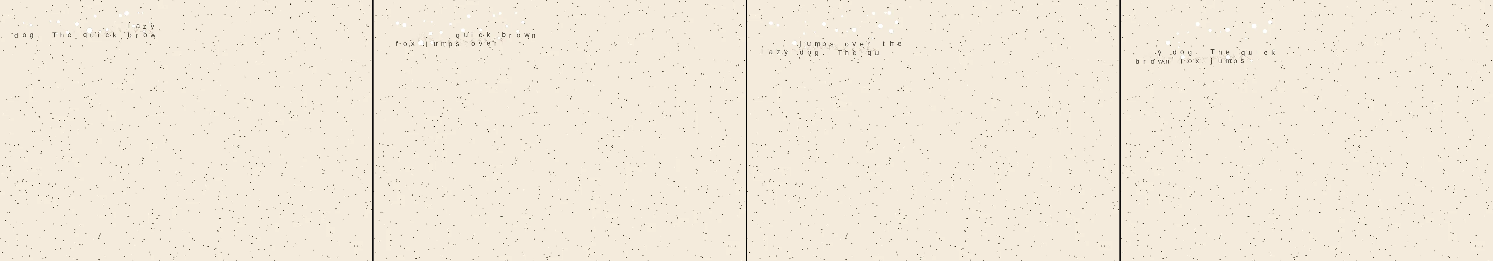 four frames from a typewriter that types by itself and slowly gains confidence under a synthetic pointer
