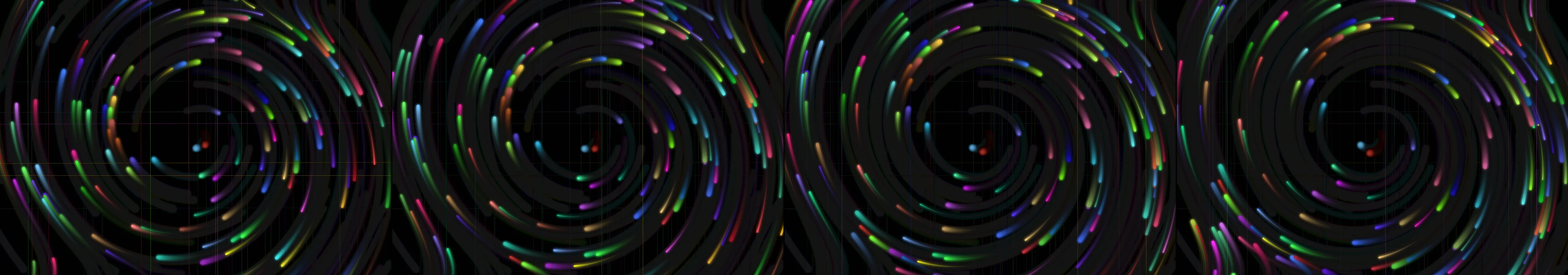 four frames from glowing orbs under a synthetic pointer
