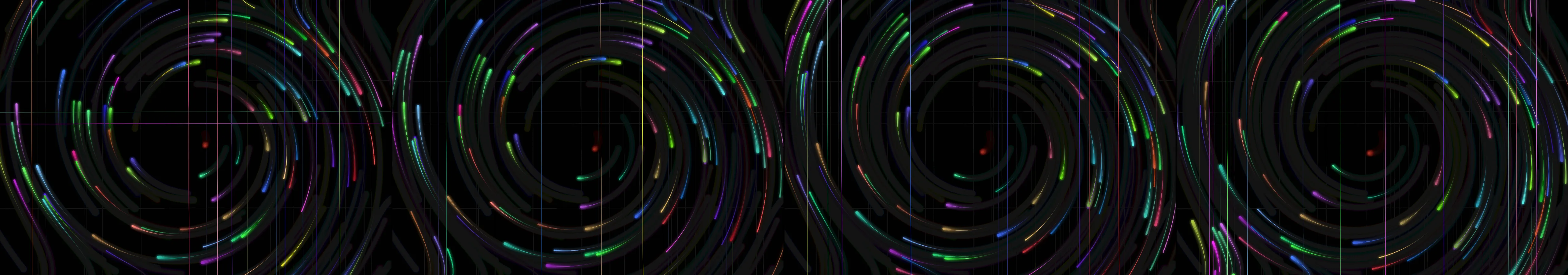 four frames from glowing orbs under a synthetic pointer