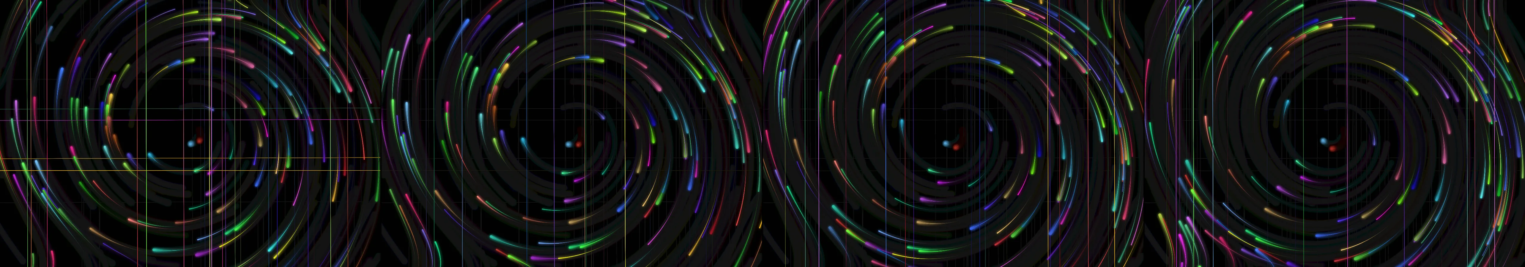 four frames from glowing orbs under a synthetic pointer