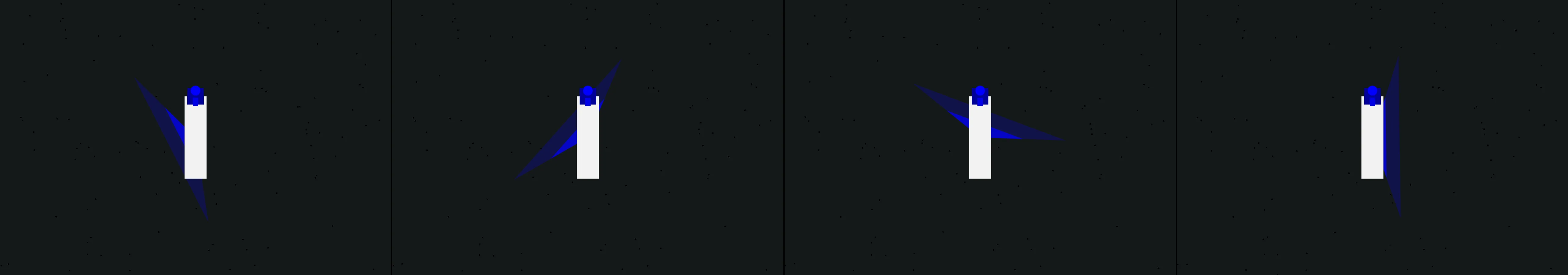 four frames from lighthouse under a synthetic pointer