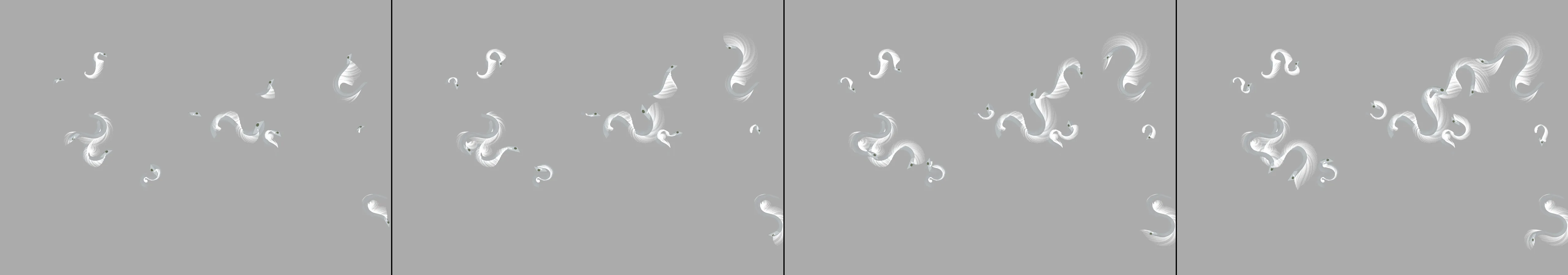 four frames from Ship of fools, sail away from me under a synthetic pointer