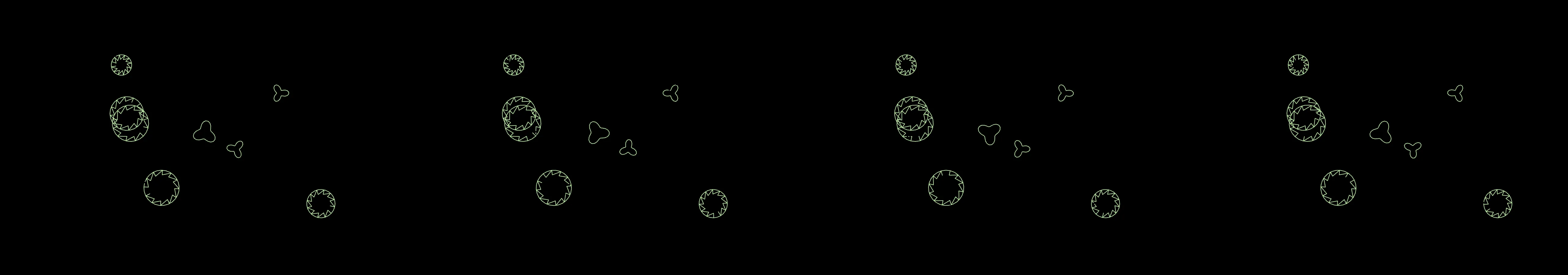 four frames from graffiti app under a synthetic pointer