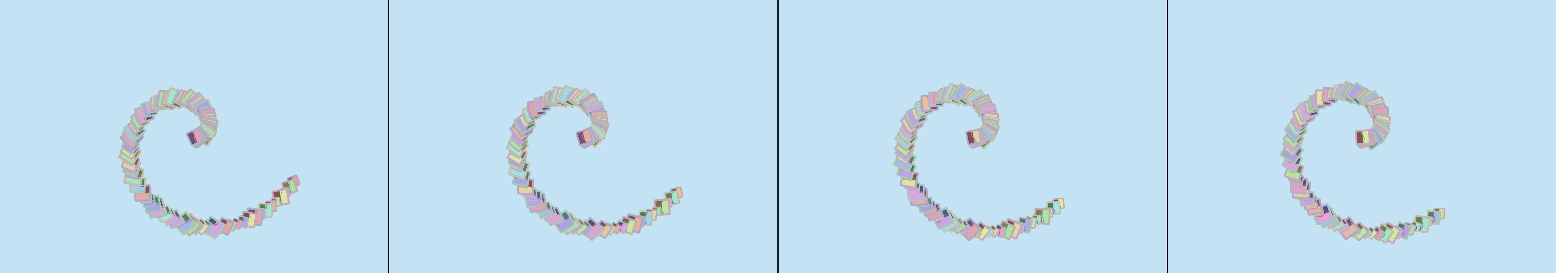 four frames from recreate the famous Window 95 desktop background under a synthetic pointer
