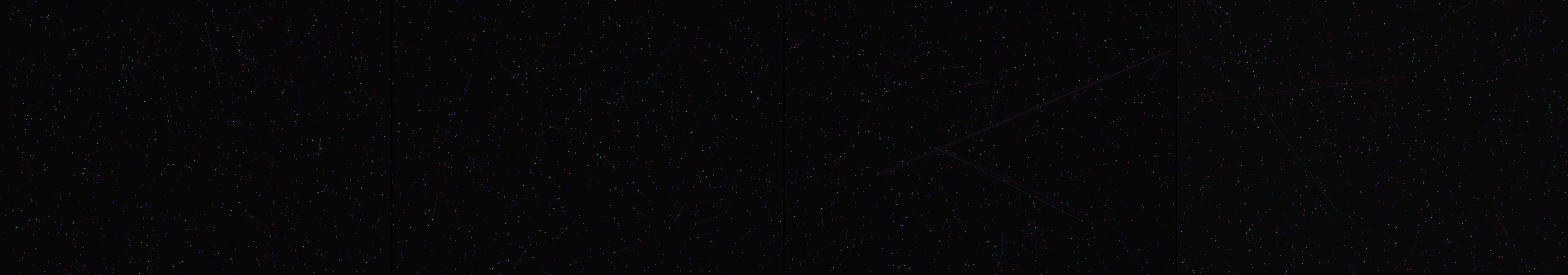 four frames from the game of life under a synthetic pointer