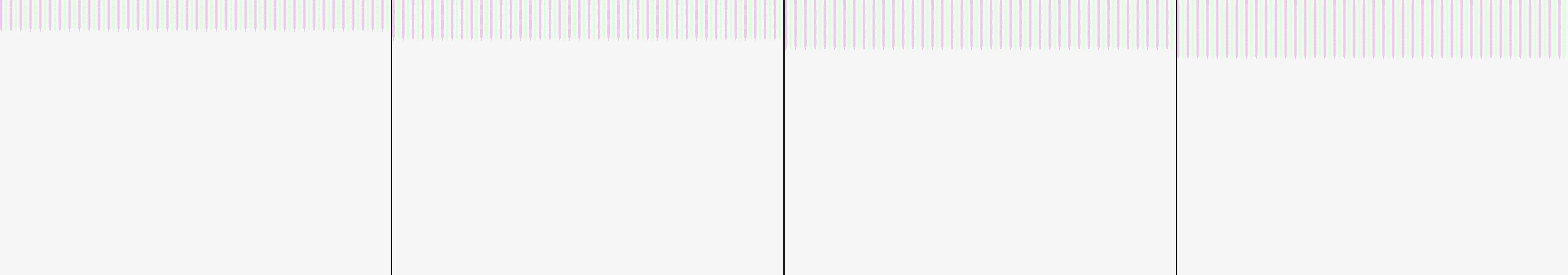 four frames from a sweater being knit under a synthetic pointer
